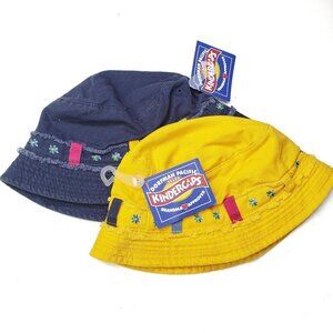 NEW Vintage‎ Kindercaps Pair of Bucket Sun Hat Fisherman 2-6X Kids Blue Yellow